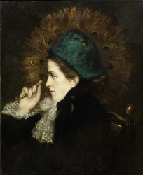 Dame met pauwenveren waaier, 1882